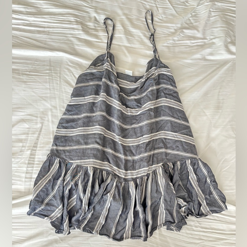 Striped Gray and White Sleeveless Top